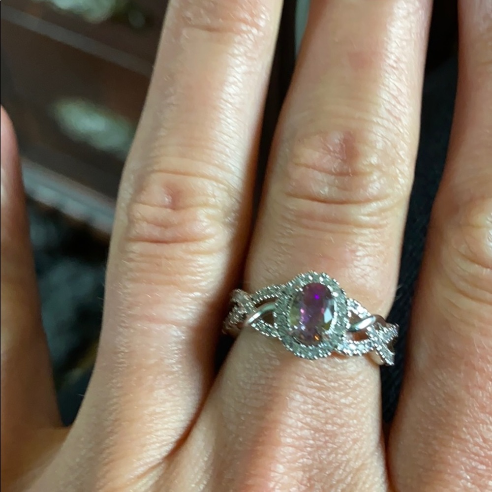 Size 7 Rainbow and White Ring